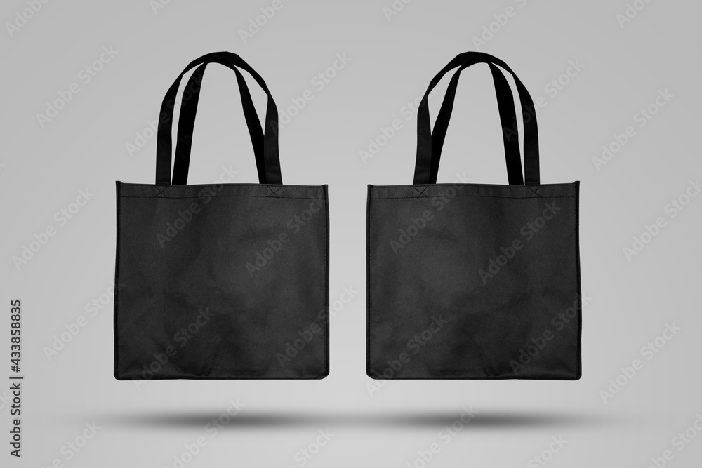 Mockup black tote bag fabric for shopping mock up canvas bag textile with reusable. Stock Illustration Adobe Stock