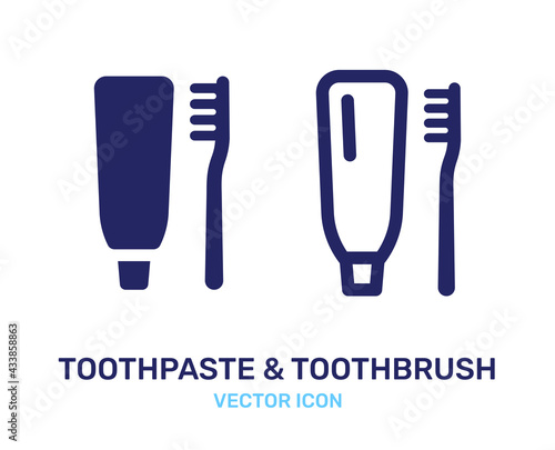 Toothbrush and toothpaste icon. Vector illustration