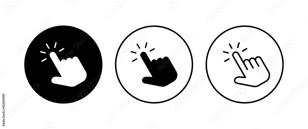 Hand click icon set. pointer icon vector. hand cursor icon vector Hand click icon set. pointer icon vector. hand cursor icon vector