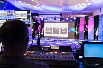Live internet streaming of business conference meeting,online webinar or seminar via social network broadcast in new normal, covid outbreak,elearning.
