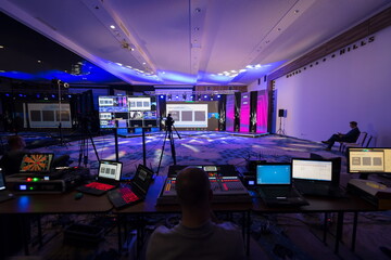 Live internet streaming of business conference meeting,online webinar or seminar via social network broadcast in new normal, covid outbreak,elearning.