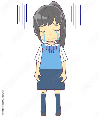落ち込んで涙を流すOL風女性のイラスト素材