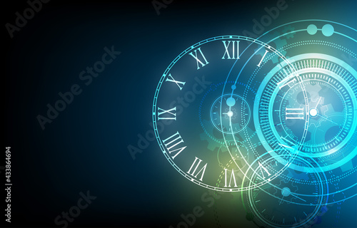 Vector technology clock wallpaper.futuristic background