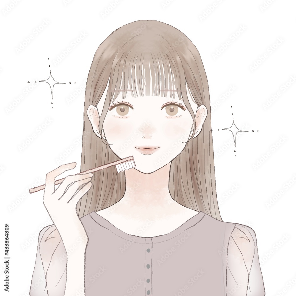 歯磨きをする女性