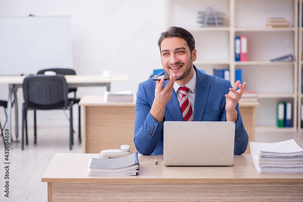 Young attractive employee working in the office Young attractive employee working in the office