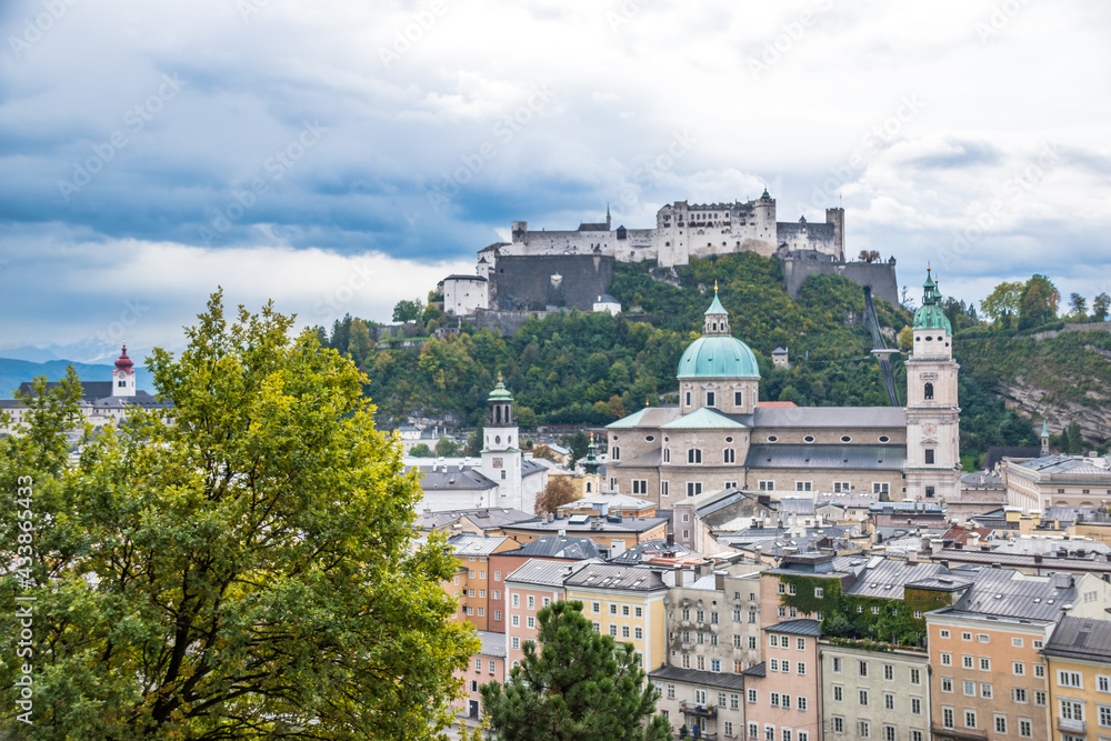 Vew of Salzburg and Festung Hohensalzburg (Salzburg Fortress) - Salzburg, Austria