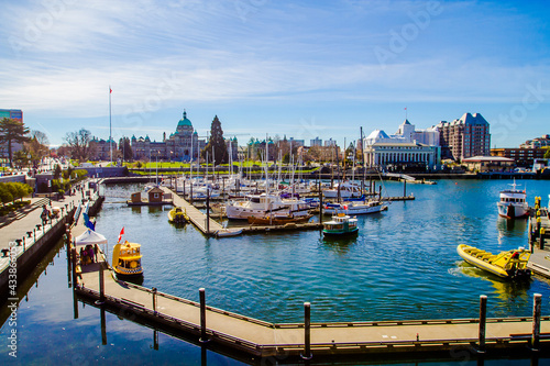 View of Victoria Inner Harbour and British Columbia Provincial Parliament Building,March 2016: Vancouver Island, BC, CANADA, photo