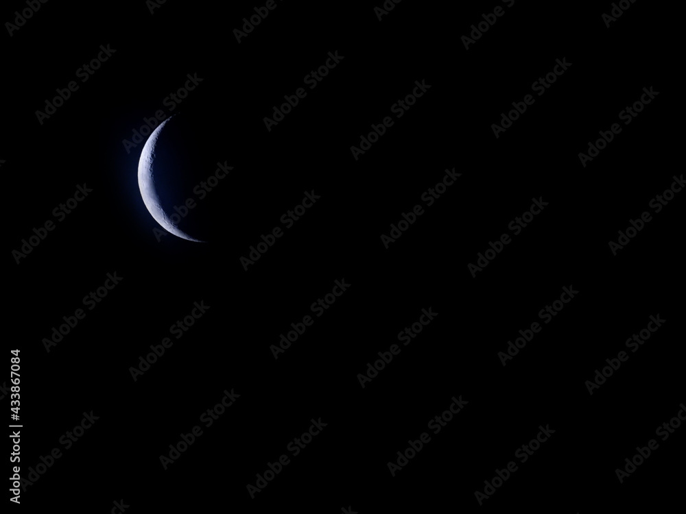 Thirteen percent of waxing crescent moon Thirteen percent of waxing crescent moon