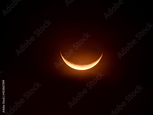 Photo Thirteen percent of waxing crescent moon