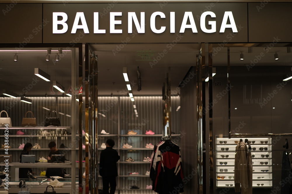 Shanghai.China-May 2021: front of Balenciaga store. A Spanish luxury  fashion brand Stock Photo | Adobe Stock