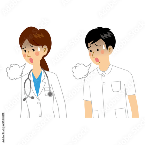 溜息をつく女医と看護師