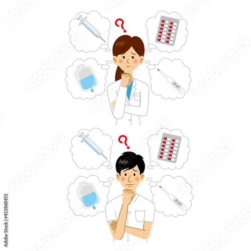 処置を考える女医と看護師