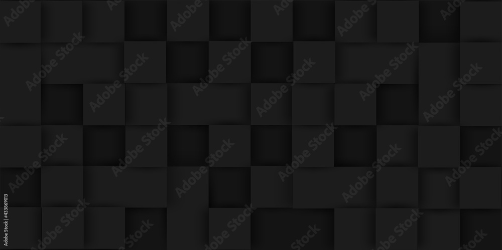 Abstract. Black square shape background. light and shadow. Vector.