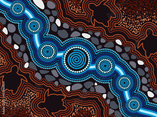 River and turtle - Aboriginal dot art
