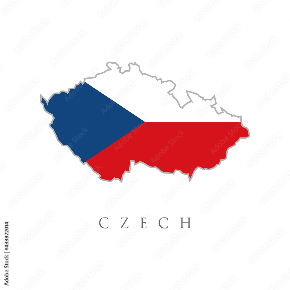 Map of Czech Republic with flag. Czech republic detailed map with flag of country. Vector map of Czech Republic with flag on white background Map of Czech Republic with flag. Czech republic detailed map with flag of country. Vector map of Czech Republic with flag on white background