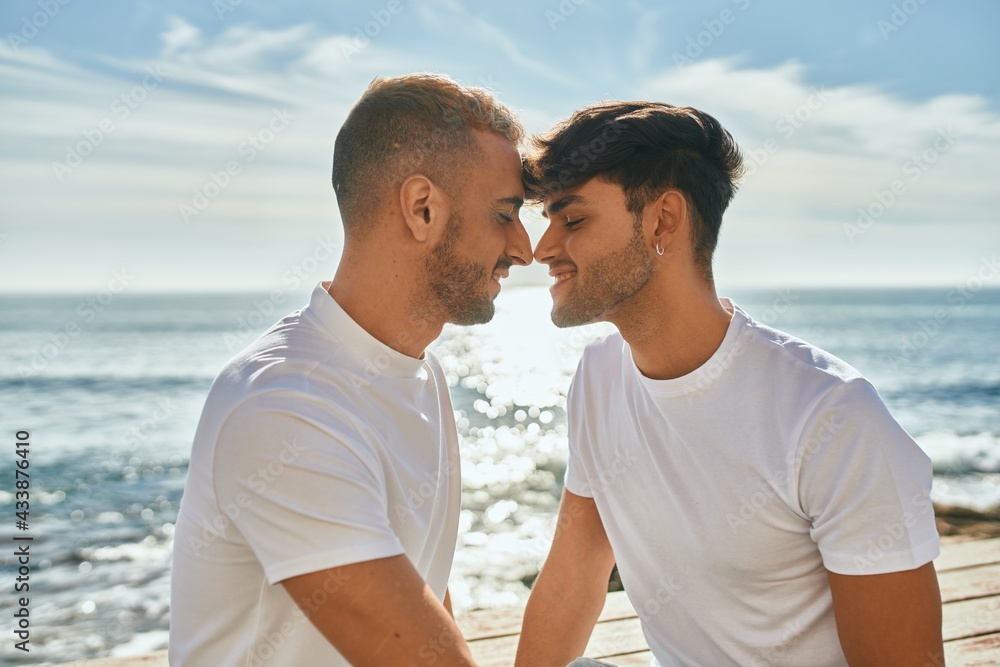 Romantic gay couple at the beach. Romantic gay couple at the beach.