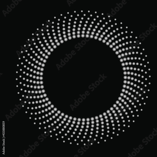 Abstract winter background set, border template with blank space for text. Circle, ring shape made of spots, dots, small beads, blots, snowflakes.