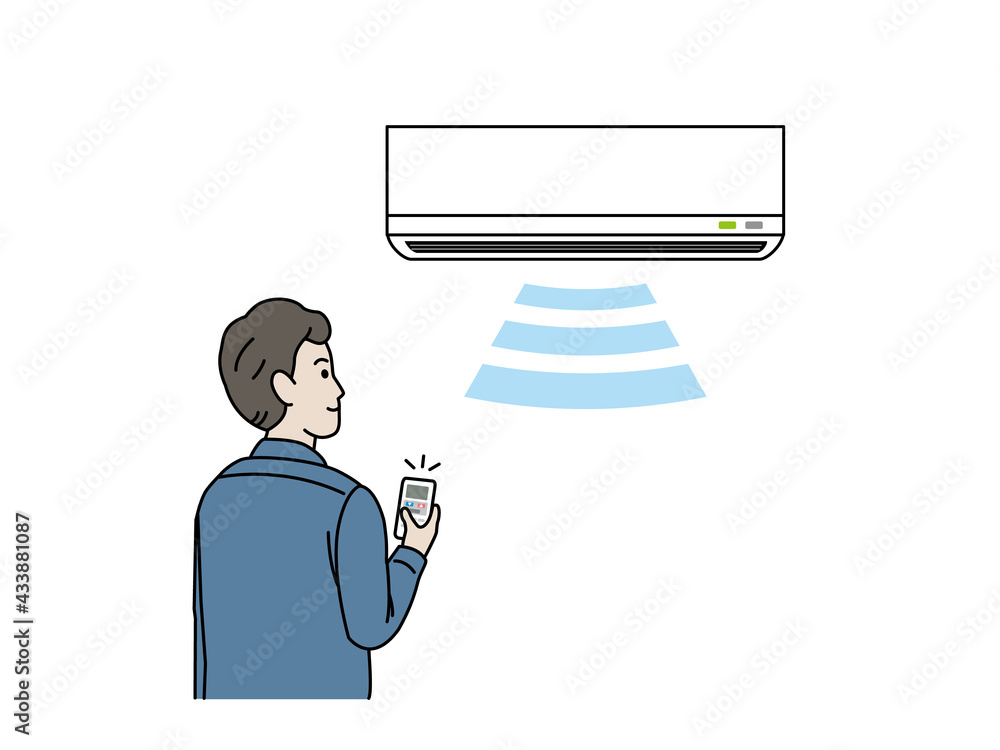 エアコン クーラーをつける男性 イラスト素材 Stock ベクター Adobe Stock