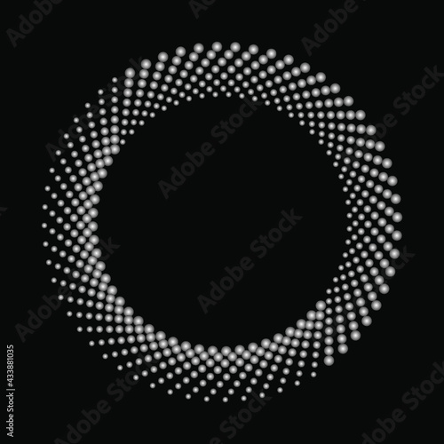 Dynamic winter background set, border template with blank space for text. Circle, ring shape made of spots, dots, small beads, blots, snowflakes.