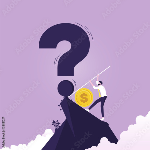 Solve the problem-financial Crisis metaphor concept, Businessman use money for solve the problem, symbol of financial management