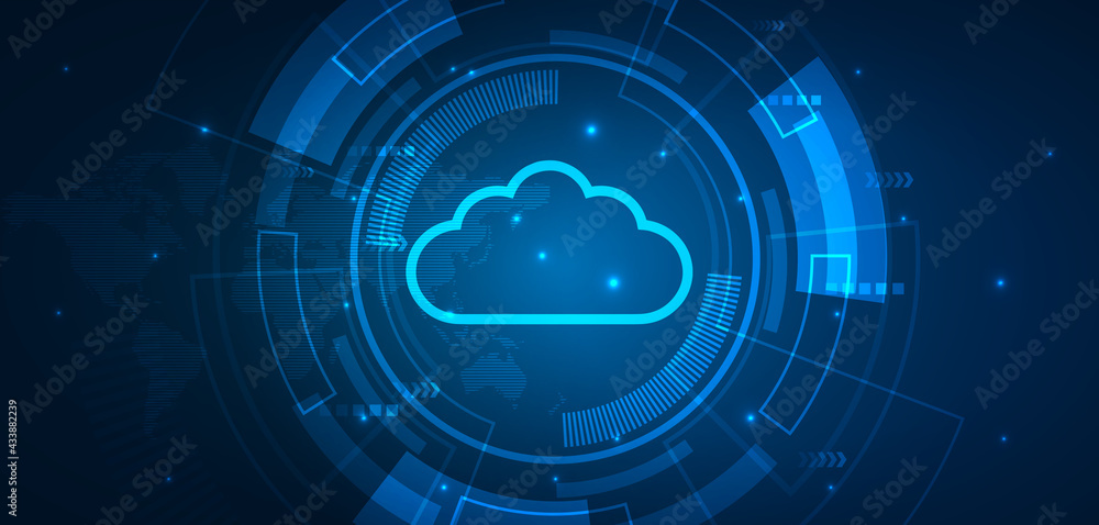 Cloud computing concept.Abstract cloud connection technology background, Cyber technology background, internet data storage, database and mobile server concept Cloud computing concept.Abstract cloud connection technology background, Cyber technology background, internet data storage, database and mobile server concept