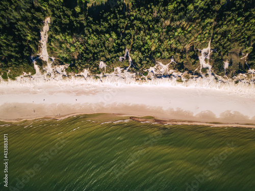Fototapeta Aerial view  - sea - beach and forest