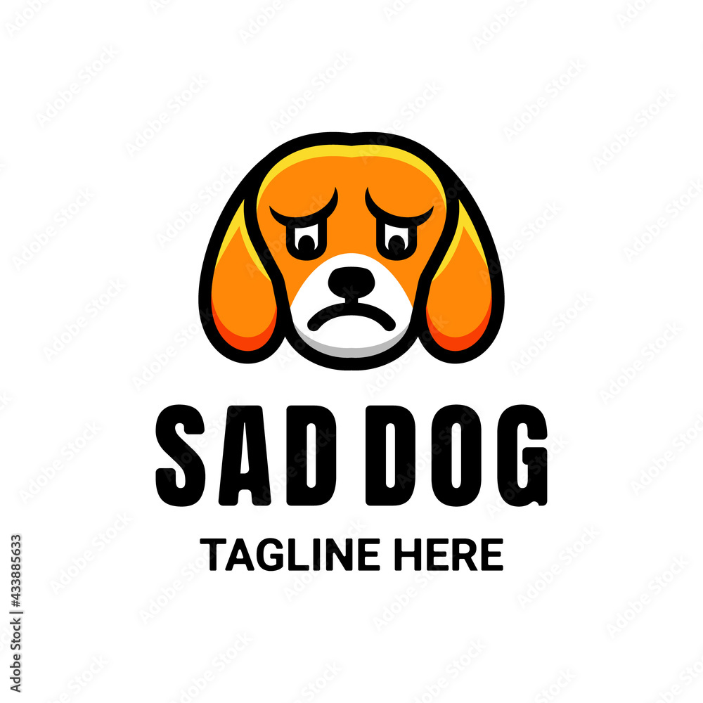 Simple Vector Mascot Logo Design Sad Dog for, icon, t-shirts or as you wish Simple Vector Mascot Logo Design Sad Dog for, icon, t-shirts or as you wish