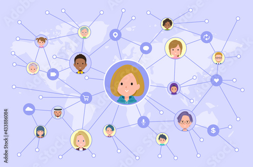 ソーシャルメディアで情報を発信しているパーカーを着た女性のセット