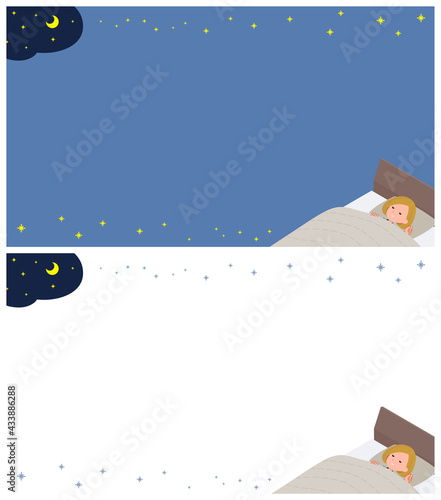 睡眠についての背景デザインパーカーを着た女性のセット