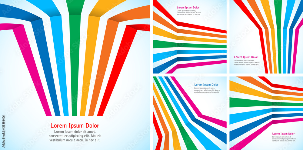 Rainbow stripes on light backgrounds set. Colorful rainbow lines. Gay emblem. Vector illustration. - obrazy, fototapety, plakaty 