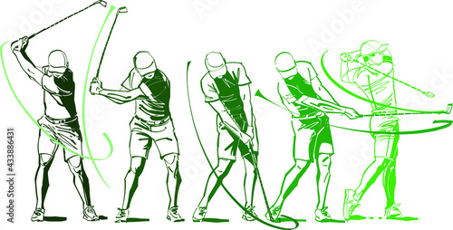 vector sketch of the golf player in the golf park