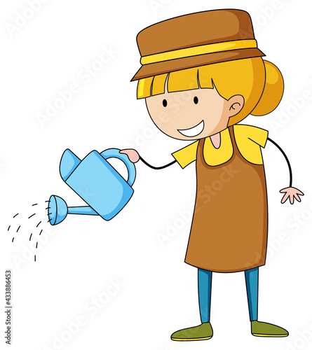 Little gardener doodle cartoon character