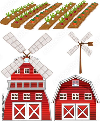 Farm element set isolated on white background