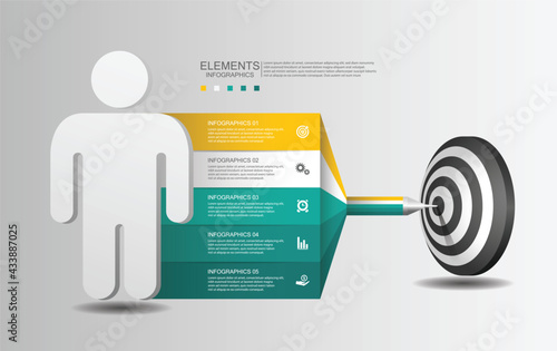 Presentation business infographic elements with 5 step