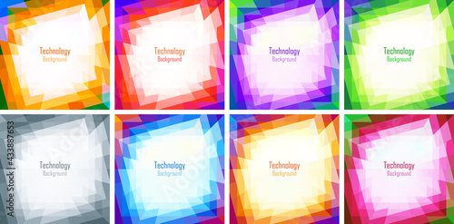 Colorful bright geometric backgrounds set. Vector patterns. Geometric frames collection.
