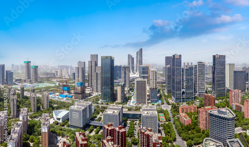 Aerial photography of the architectural landscape of the Hexi Central Business District in Nanjing © 昊 周