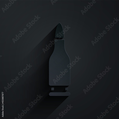 Paper cut Bullet icon isolated on black background. Paper art style. Vector