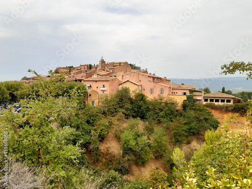 red ocher lands village in the Rustrel roussillon nature park orange hills in south france