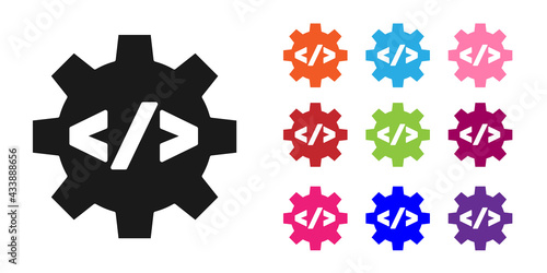 Black Web design and front end development icon isolated on white background. Set icons colorful. Vector
