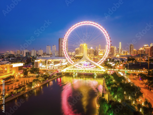 Aerial photography of Tianjin city scenery at night © 昊 周