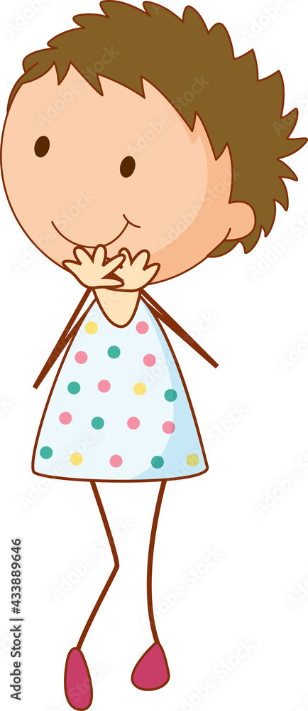 Cute girl cartoon character in hand drawn doodle style isolated Cute girl cartoon character in hand drawn doodle style isolated