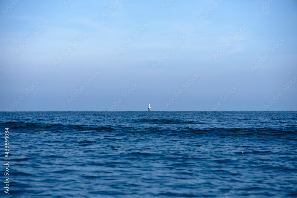 Minimal Ocean and sky with mysterious building Minimal Ocean and sky with mysterious building