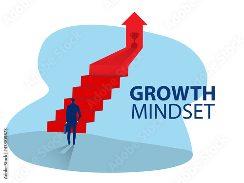 Businessman start climbing stair for successful career achievement, growth mindset concept vector illustrator