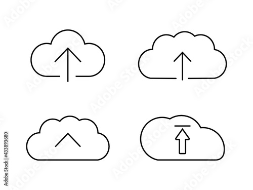 Set of upload icons. Cloud upload icons. Document upload icons. SVG icons.