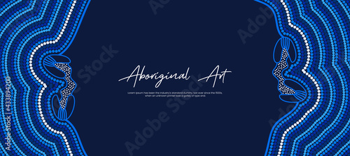 Blue aboriginal dot art banner artwork