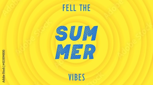 Feel the Summer vibes. Bright sunny positive banner. Volumetric ripple pattern with layered crossing effect. 3D vector illustration
