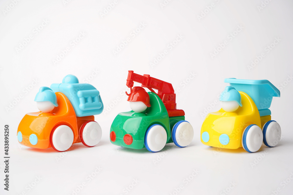 Colorful toy truck on a white background with copy space Colorful toy truck on a white background with copy space