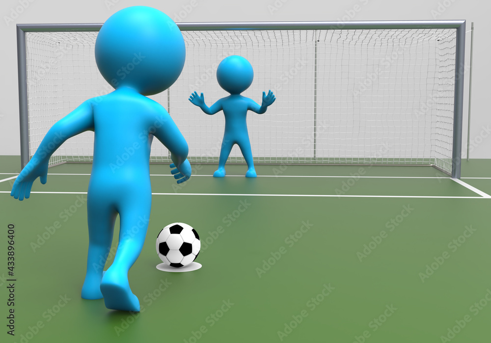 3d rendering of balloonhead cuties showing a typical football scene.
