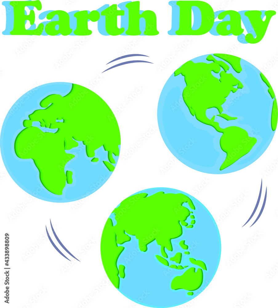 Set of three planet Earth vector illustrations from different angles. Set of three planet Earth vector illustrations from different angles.