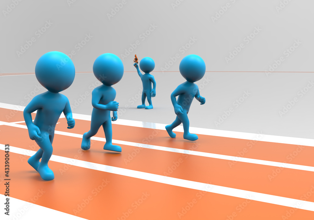 3d rendering of balloonhead cuties, just begin the race 3d rendering of balloonhead cuties, just begin the race